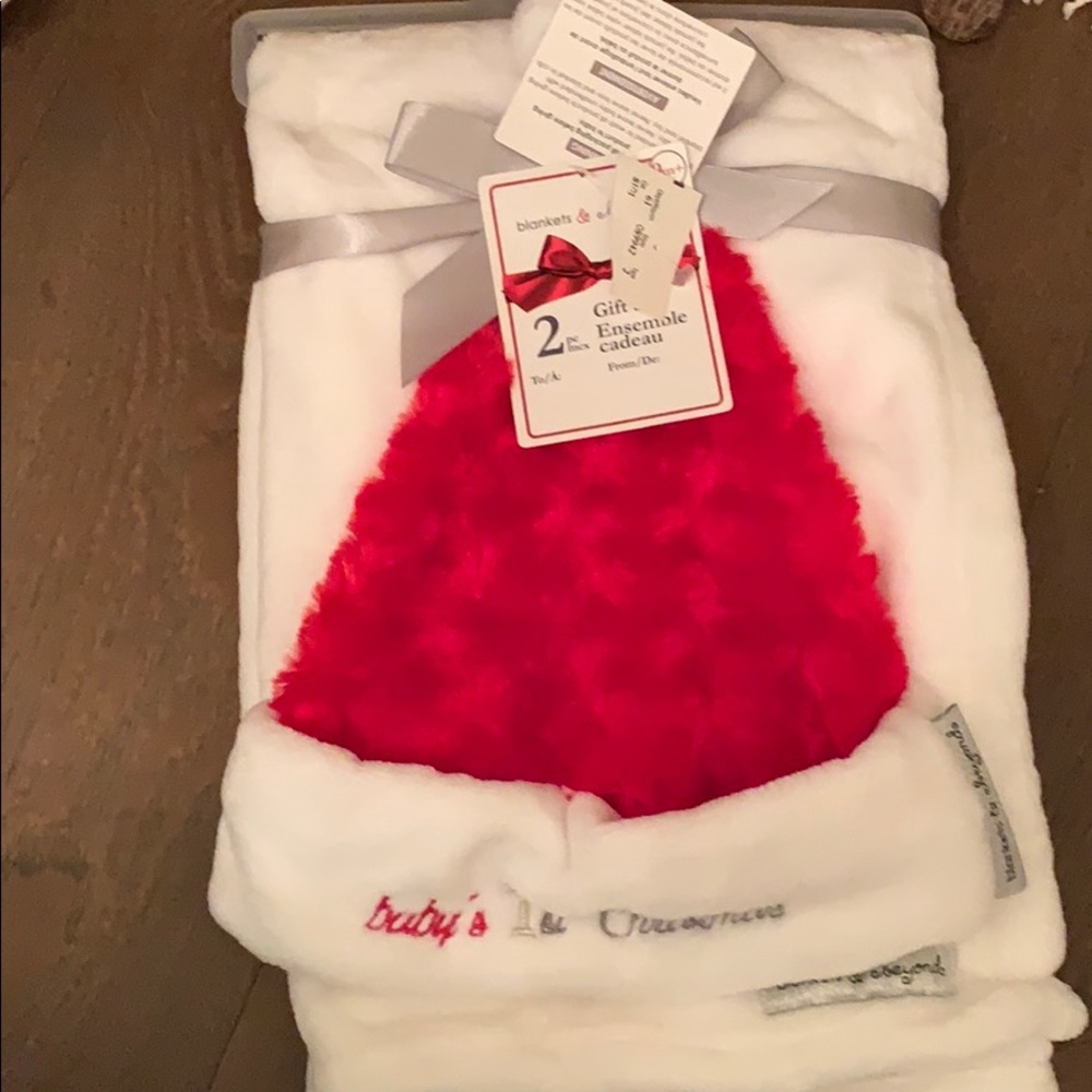 Babys 1st Christmas Hat and Blanket